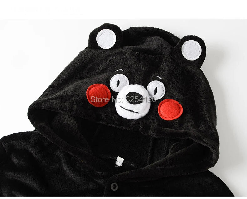 HKSNG Adult Plus Size XXL Bear Onesie Kigurumi Flannel Animal Party Zipper Button Overalls Kumamon Pajamas Suit Jumpsuit