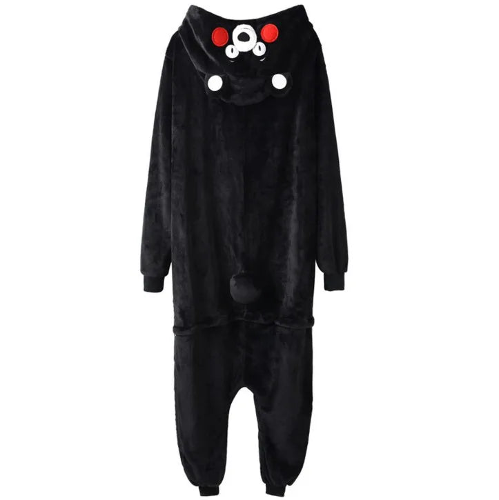 HKSNG Adult Plus Size XXL Bear Onesie Kigurumi Flannel Animal Party Zipper Button Overalls Kumamon Pajamas Suit Jumpsuit