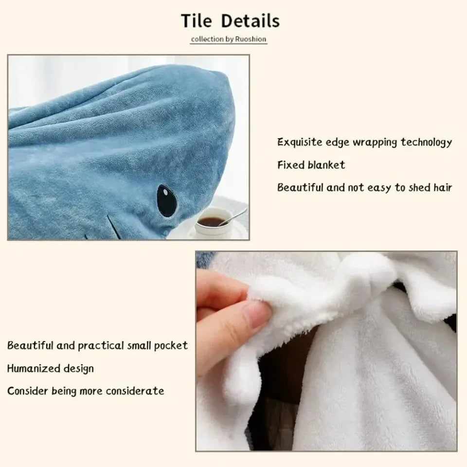 Cartoon Shark Blanket Cover Sleeping Bag Cosplay Shark Onesies Costumes Homewear Pajamas Office Nap Fabric Blanket Sleeping Bag