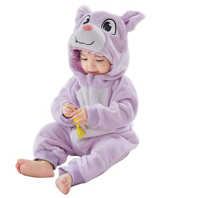 MICHLEY Shark Baby Rompers Winter Hooded Flannel Toddler Infant Clothes Overall Bodysuits Jumpsuit Costume For Kids Carnival