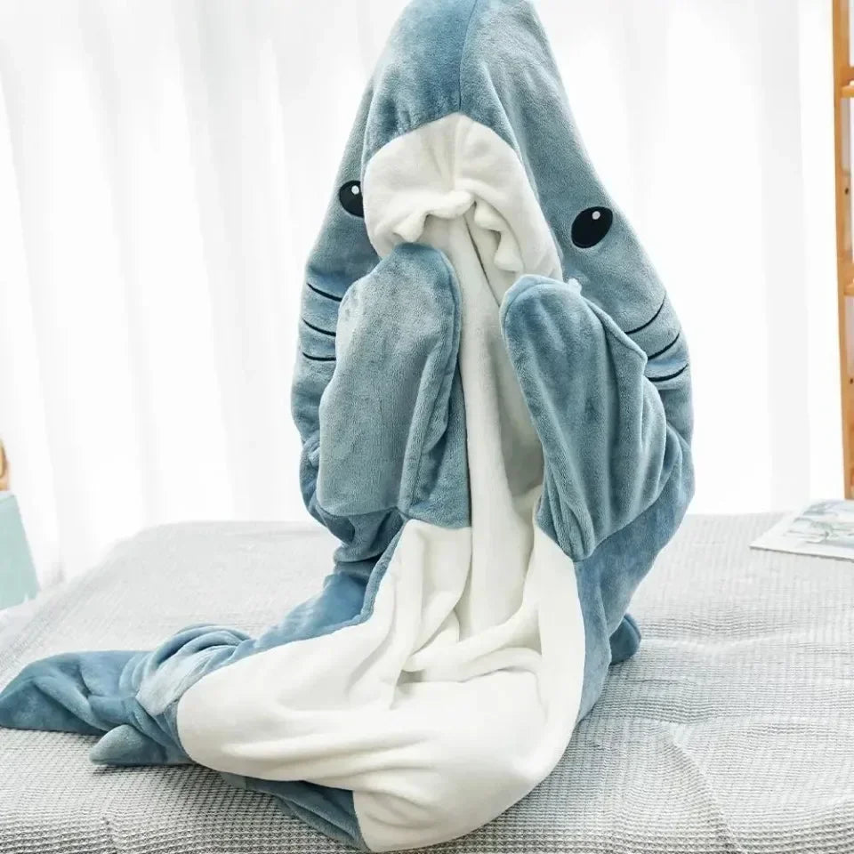 Cartoon Shark Blanket Cover Sleeping Bag Cosplay Shark Onesies Costumes Homewear Pajamas Office Nap Fabric Blanket Sleeping Bag