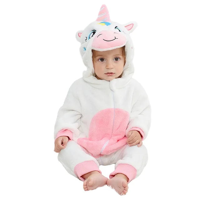 MICHLEY Shark Baby Rompers Winter Hooded Flannel Toddler Infant Clothes Overall Bodysuits Jumpsuit Costume For Kids Carnival