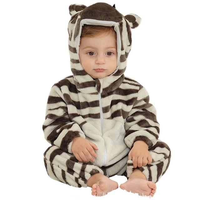 MICHLEY Shark Baby Rompers Winter Hooded Flannel Toddler Infant Clothes Overall Bodysuits Jumpsuit Costume For Kids Carnival