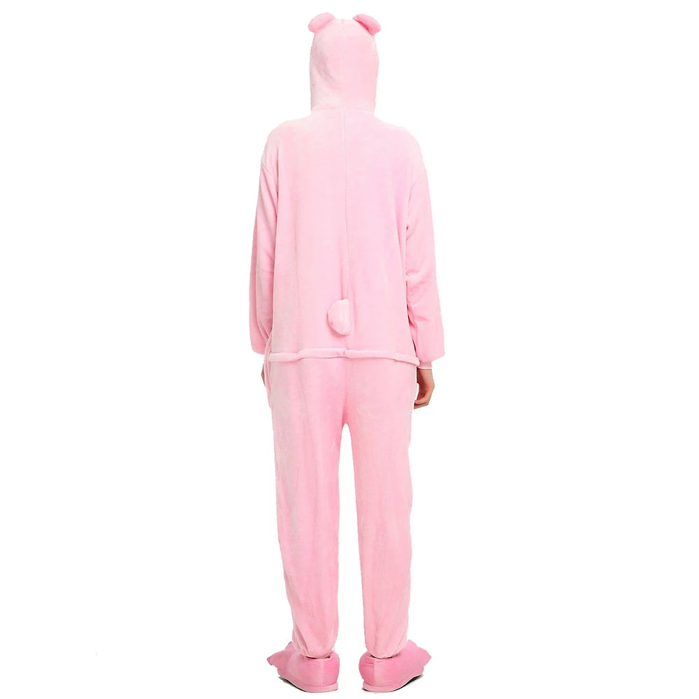 Adult Pig Onesie Cosplay Costume One Piece Pajamas Animal Plush Homewear Sleepwear Flannel Jumpsuits for Men Women Girls Boys