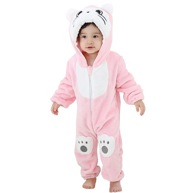 MICHLEY Shark Baby Rompers Winter Hooded Flannel Toddler Infant Clothes Overall Bodysuits Jumpsuit Costume For Kids Carnival