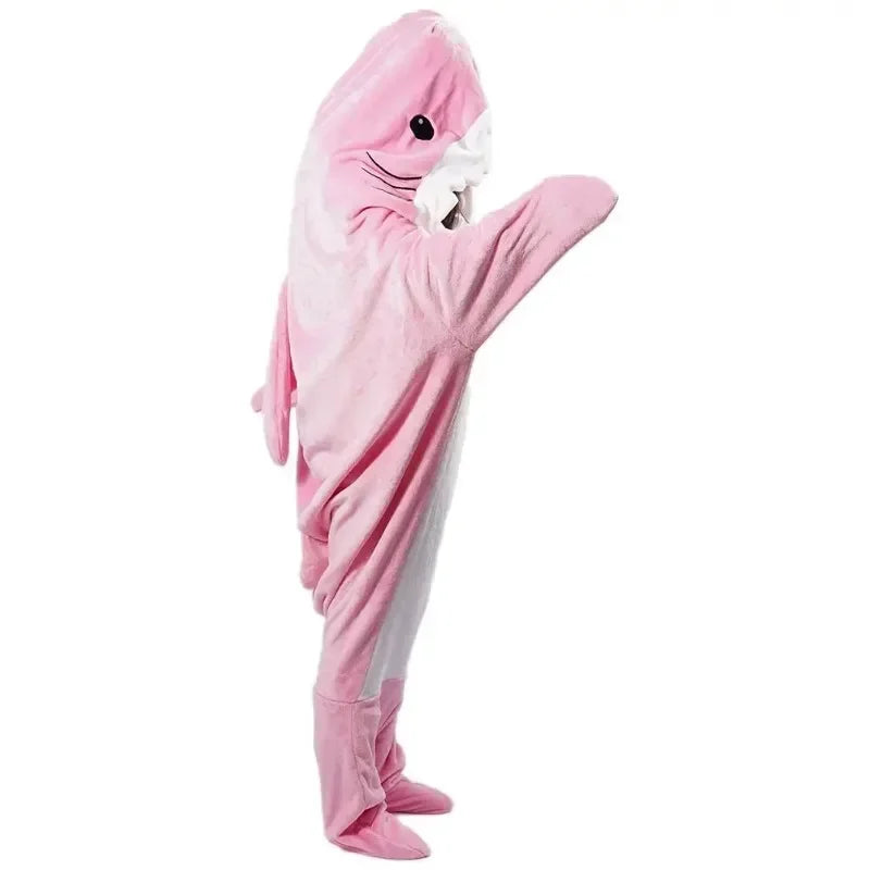 Cartoon Shark Blanket Cover Sleeping Bag Cosplay Shark Onesies Costumes Homewear Pajamas Office Nap Fabric Blanket Sleeping Bag