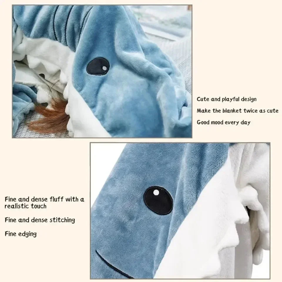 Cartoon Shark Blanket Cover Sleeping Bag Cosplay Shark Onesies Costumes Homewear Pajamas Office Nap Fabric Blanket Sleeping Bag