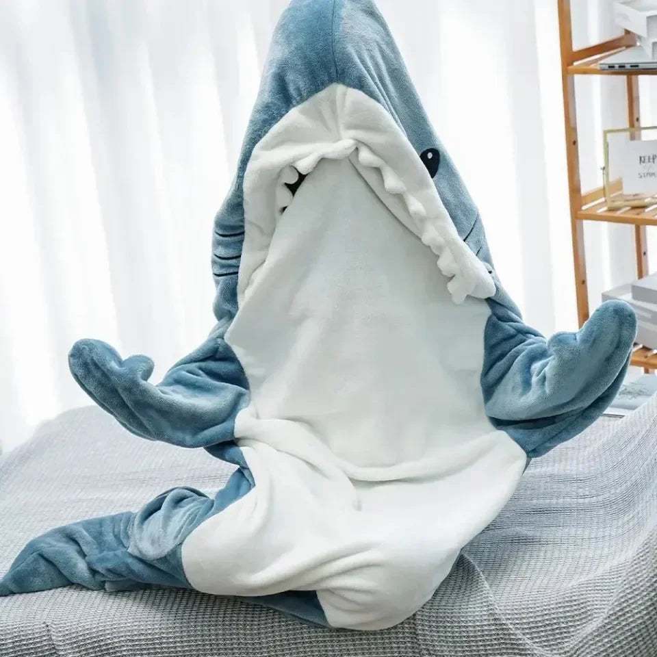 Cartoon Shark Blanket Cover Sleeping Bag Cosplay Shark Onesies Costumes Homewear Pajamas Office Nap Fabric Blanket Sleeping Bag