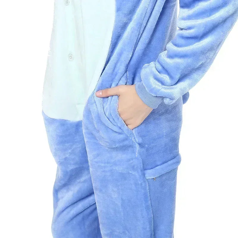 Disney Lilo & Stitch Pajama Children Cartoon Plush Kigurumi Onesies Winter Warm Clothes for Boys Girls Christmas Gifts